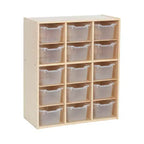 Meuble de rangement ECR4Kids Streamline à 15 casiers avec 15 bacs à façade incurvée, 5x3, mobilier pour enfants