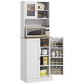 HOMCOM 66.5 Pantry Cabinet with Microwave Stand, Freestanding Kitchen Storage Cabinet with Hutch and Adjustable Shelves, White