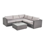 Ensemble de mobilier d'extérieur de sectionnel 6 pièces en osier avec coussins Santa Rosa par Christopher Knight Home