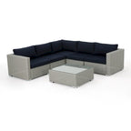 Ensemble de mobilier d'extérieur de sectionnel 6 pièces en osier avec coussins Santa Rosa par Christopher Knight Home