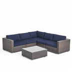 Ensemble de mobilier d'extérieur de sectionnel 6 pièces en osier avec coussins Santa Rosa par Christopher Knight Home
