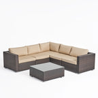 Ensemble de mobilier d'extérieur de sectionnel 6 pièces en osier avec coussins Santa Rosa par Christopher Knight Home