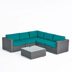 Ensemble de mobilier d'extérieur de sectionnel 6 pièces en osier avec coussins Santa Rosa par Christopher Knight Home