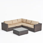 Ensemble de mobilier d'extérieur de sectionnel 6 pièces en osier avec coussins Santa Rosa par Christopher Knight Home