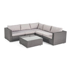 Ensemble de mobilier d'extérieur de sectionnel 6 pièces en osier avec coussins Santa Rosa par Christopher Knight Home