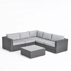 Ensemble de mobilier d'extérieur de sectionnel 6 pièces en osier avec coussins Santa Rosa par Christopher Knight Home