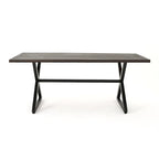 Ensemble de salle à manger rectangulaire 7 pièces Dion Outdoor en osier et aluminium avec coussins de Christopher Knight Home