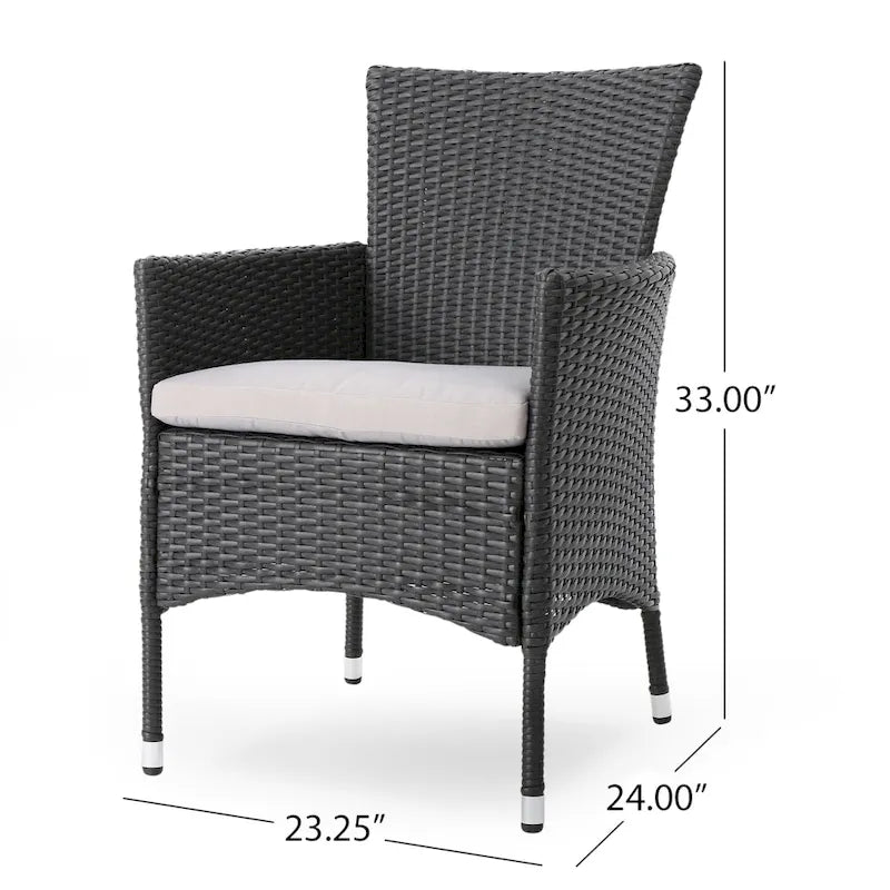 Ensemble de salle à manger rectangulaire 7 pièces Dion Outdoor en osier et aluminium avec coussins de Christopher Knight Home