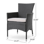 Ensemble de salle à manger rectangulaire 7 pièces Dion Outdoor en osier et aluminium avec coussins de Christopher Knight Home