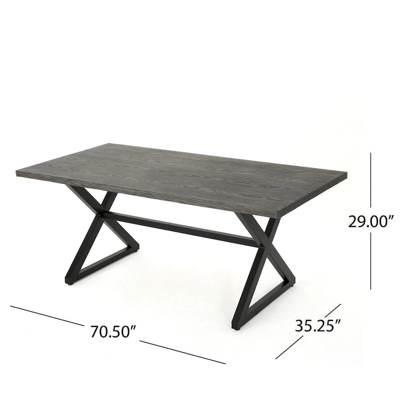 Ensemble de salle à manger rectangulaire 7 pièces Dion Outdoor en osier et aluminium avec coussins de Christopher Knight Home