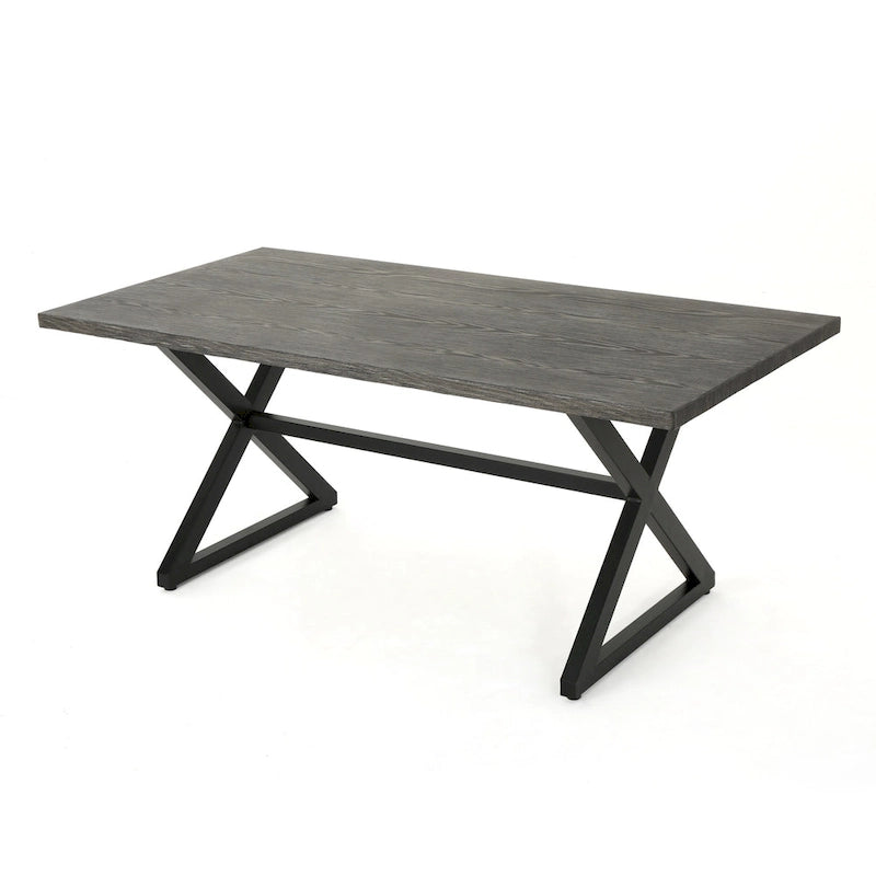 Ensemble de salle à manger rectangulaire 7 pièces Dion Outdoor en osier et aluminium avec coussins de Christopher Knight Home