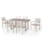 Cibola - Ensemble de salle à manger d'extérieur en aluminium 7 pièces par Christopher Knight Home