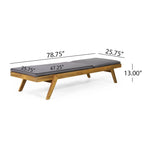 Chaise longue d'extérieur Caily en bois d'acacia avec coussins par Christopher Knight Home