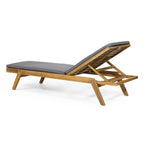 Chaise longue d'extérieur Caily en bois d'acacia avec coussins par Christopher Knight Home