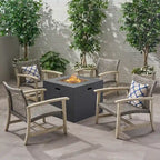 Ensemble de 5 fauteuils de club et d'un foyer d'extérieur en bois et osier Augusta par Christopher Knight Home