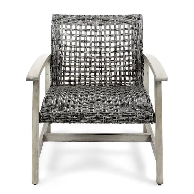 Ensemble de 5 fauteuils de club et d'un foyer d'extérieur en bois et osier Augusta par Christopher Knight Home