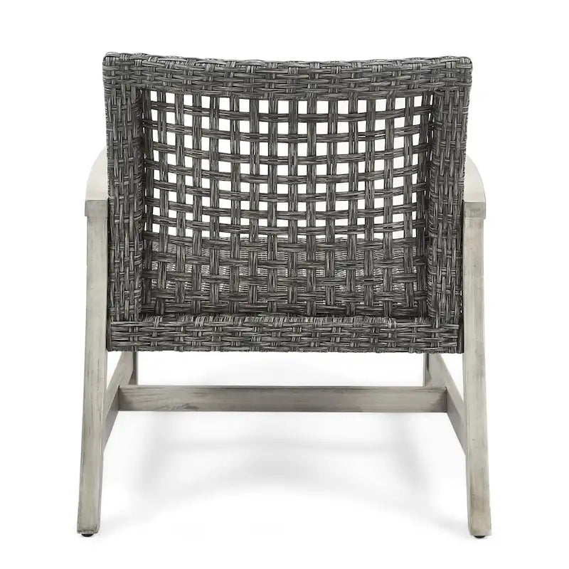 Ensemble de 5 fauteuils de club et d'un foyer d'extérieur en bois et osier Augusta par Christopher Knight Home