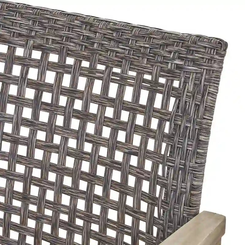 Ensemble de 5 fauteuils de club et d'un foyer d'extérieur en bois et osier Augusta par Christopher Knight Home