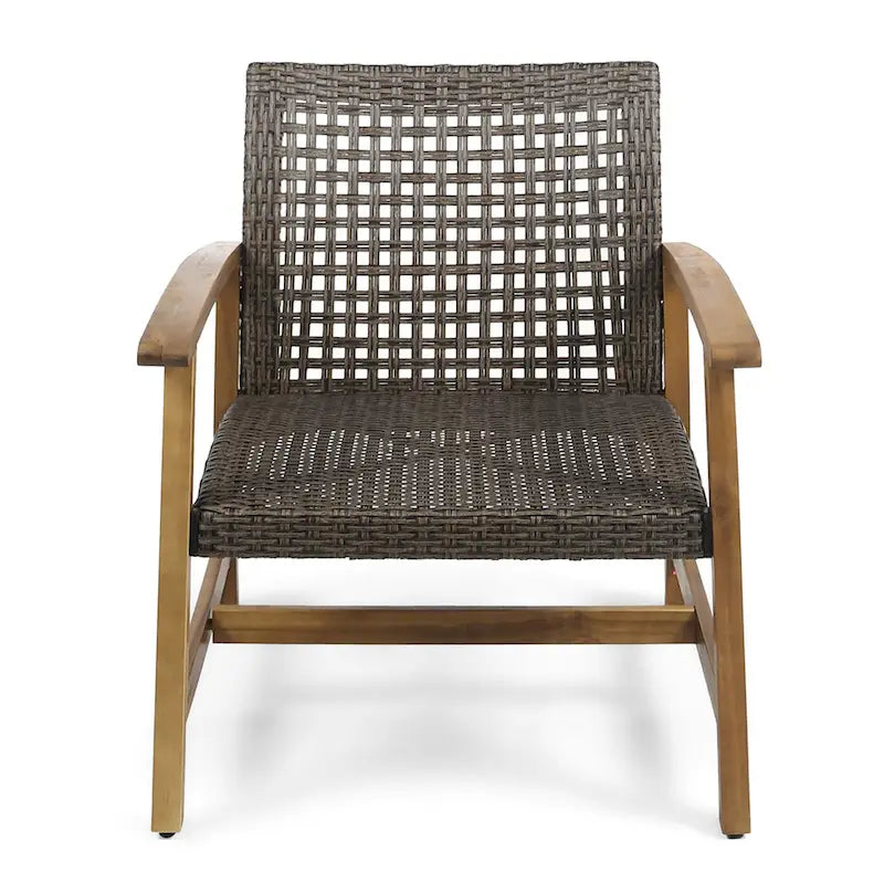 Ensemble de 5 fauteuils de club et d'un foyer d'extérieur en bois et osier Augusta par Christopher Knight Home