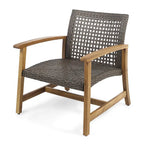 Ensemble de 5 fauteuils de club et d'un foyer d'extérieur en bois et osier Augusta par Christopher Knight Home