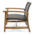 Ensemble de 5 fauteuils de club et d'un foyer d'extérieur en bois et osier Augusta par Christopher Knight Home