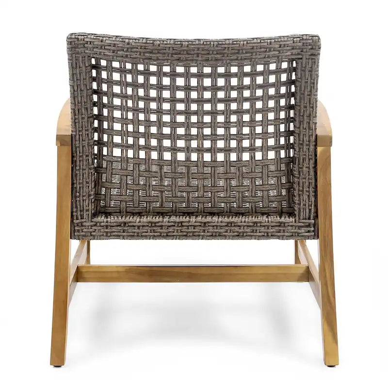 Ensemble de 5 fauteuils de club et d'un foyer d'extérieur en bois et osier Augusta par Christopher Knight Home