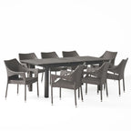 Ensemble de salle à manger extensible Damon 9 pièces en bois et osier par Christopher Knight Home