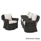 Fauteuil à bascule pivotant en osier d'extérieur Amaya avec coussin (lot de 4) par Christopher Knight Home