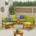 Fauteuil de club Perla d'extérieur en bois d'acacia avec coussin (lot de 4) par Christopher Knight Home