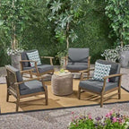 Fauteuil de club Perla d'extérieur en bois d'acacia avec coussin (lot de 4) par Christopher Knight Home