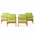 Fauteuil de club Perla d'extérieur en bois d'acacia avec coussin (lot de 4) par Christopher Knight Home
