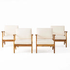 Fauteuil de club Perla d'extérieur en bois d'acacia avec coussin (lot de 4) par Christopher Knight Home