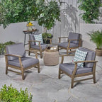 Fauteuil de club Perla d'extérieur en bois d'acacia avec coussin (lot de 4) par Christopher Knight Home