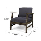 Fauteuil de club Perla d'extérieur en bois d'acacia avec coussin (lot de 4) par Christopher Knight Home