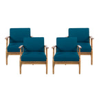 Fauteuil de club Perla d'extérieur en bois d'acacia avec coussin (lot de 4) par Christopher Knight Home