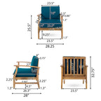 Fauteuil de club Perla d'extérieur en bois d'acacia avec coussin (lot de 4) par Christopher Knight Home