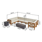 Thasos Canapé d'angle en U 8 places en bois d'acacia avec foyer par Christopher Knight Home