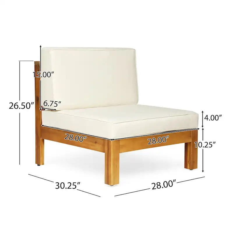 Thasos Canapé d'angle en U 8 places en bois d'acacia avec foyer par Christopher Knight Home