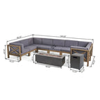 Thasos Canapé d'angle en U 8 places en bois d'acacia avec foyer par Christopher Knight Home
