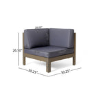 Thasos Canapé d'angle en U 8 places en bois d'acacia avec foyer par Christopher Knight Home