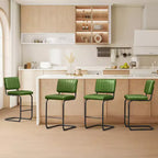 HOMLUX Lot de 2 tabourets de bar à hauteur de comptoir en porte-à-faux en cuir PU avec pieds en métal noir Vert olive