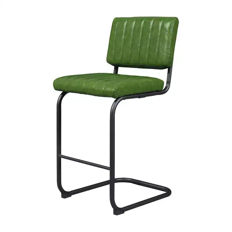 HOMLUX Lot de 2 tabourets de bar à hauteur de comptoir en porte-à-faux en cuir PU avec pieds en métal noir Vert olive