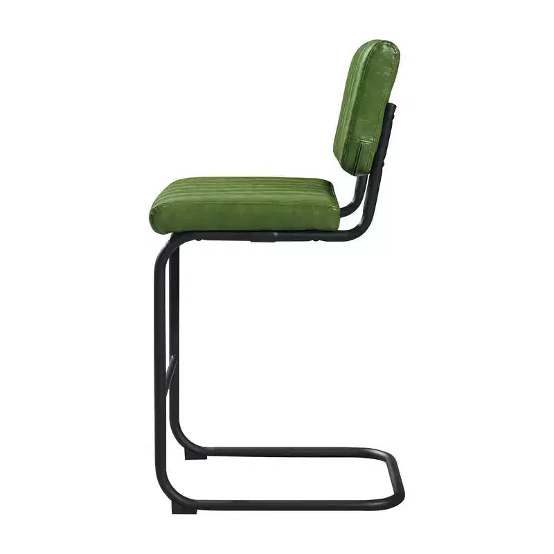 HOMLUX Lot de 2 tabourets de bar à hauteur de comptoir en porte-à-faux en cuir PU avec pieds en métal noir Vert olive
