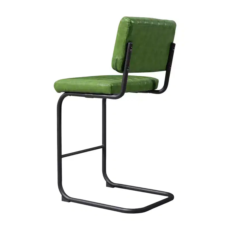 HOMLUX Lot de 2 tabourets de bar à hauteur de comptoir en porte-à-faux en cuir PU avec pieds en métal noir Vert olive