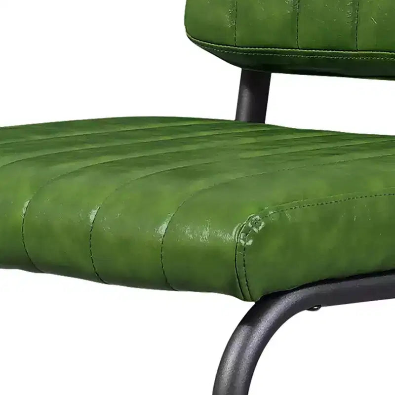 HOMLUX Lot de 2 tabourets de bar à hauteur de comptoir en porte-à-faux en cuir PU avec pieds en métal noir Vert olive