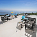 Ensemble de patio 11 pièces Estate en aluminium Cape Coral avec table foyère par Christopher Knight Home