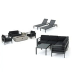 Ensemble de patio 11 pièces Estate en aluminium Cape Coral avec table foyère par Christopher Knight Home
