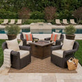 Ensemble de 4 fauteuils pivotants de jardin en osier et aluminium avec foyer carré Venti Outdoor par Christopher Knight Home