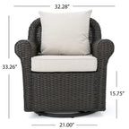 Ensemble de 4 fauteuils pivotants de jardin en osier et aluminium avec foyer carré Venti Outdoor par Christopher Knight Home