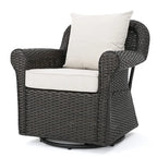 Ensemble de 4 fauteuils pivotants de jardin en osier et aluminium avec foyer carré Venti Outdoor par Christopher Knight Home